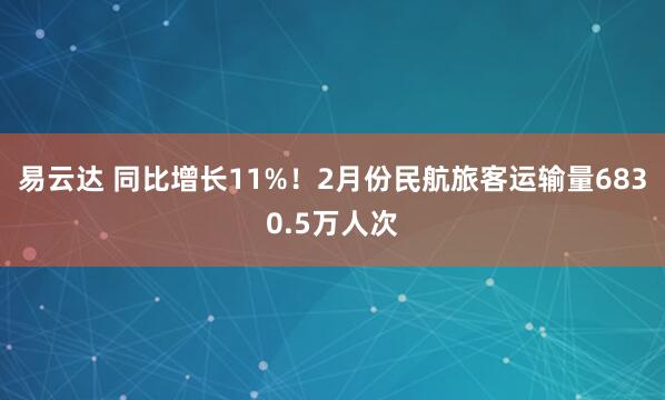 易云达 同比增长11%！2月份民航旅客运输量6830.5万人次